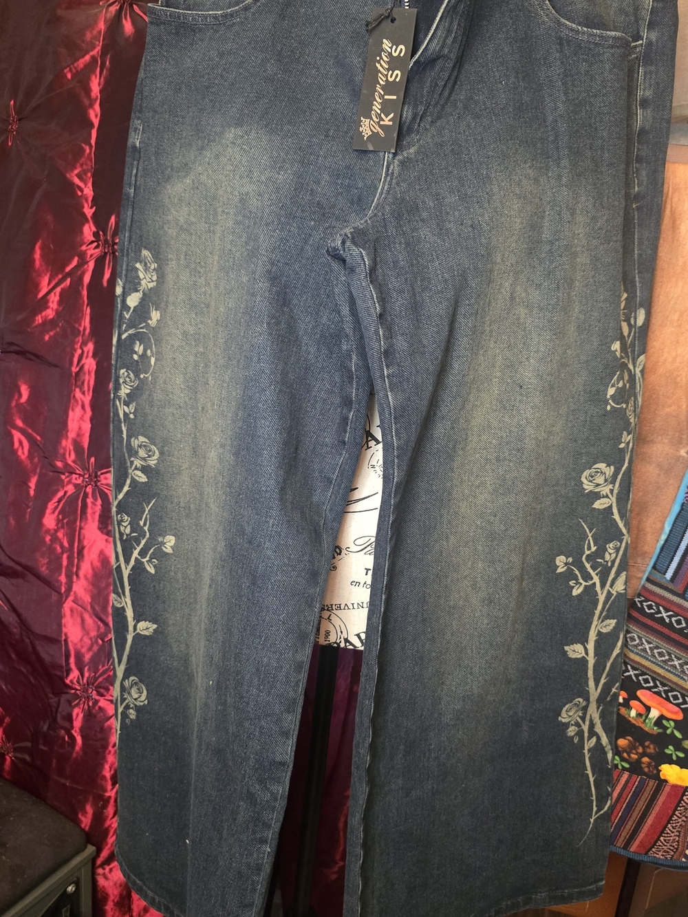 Dolls Kill Brand Wide Leg Denim Jeans